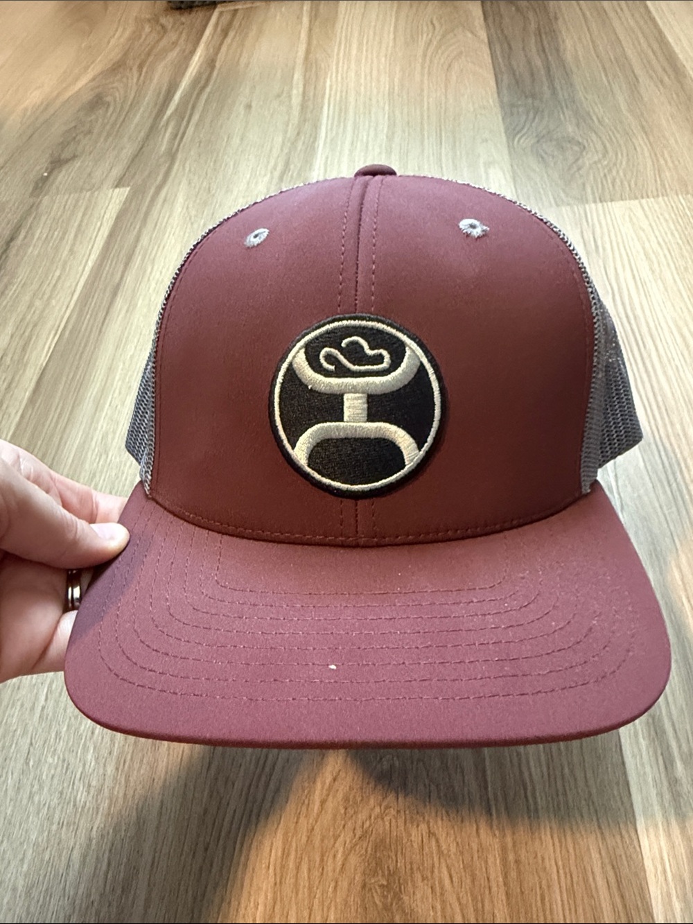 Maroon Trucker Hat with Circular Embroidered Logo